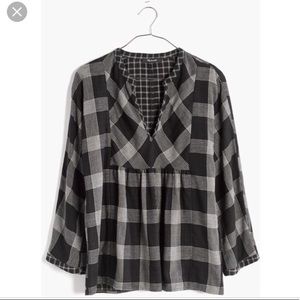 Madewell Boheme popover plaid blouse
